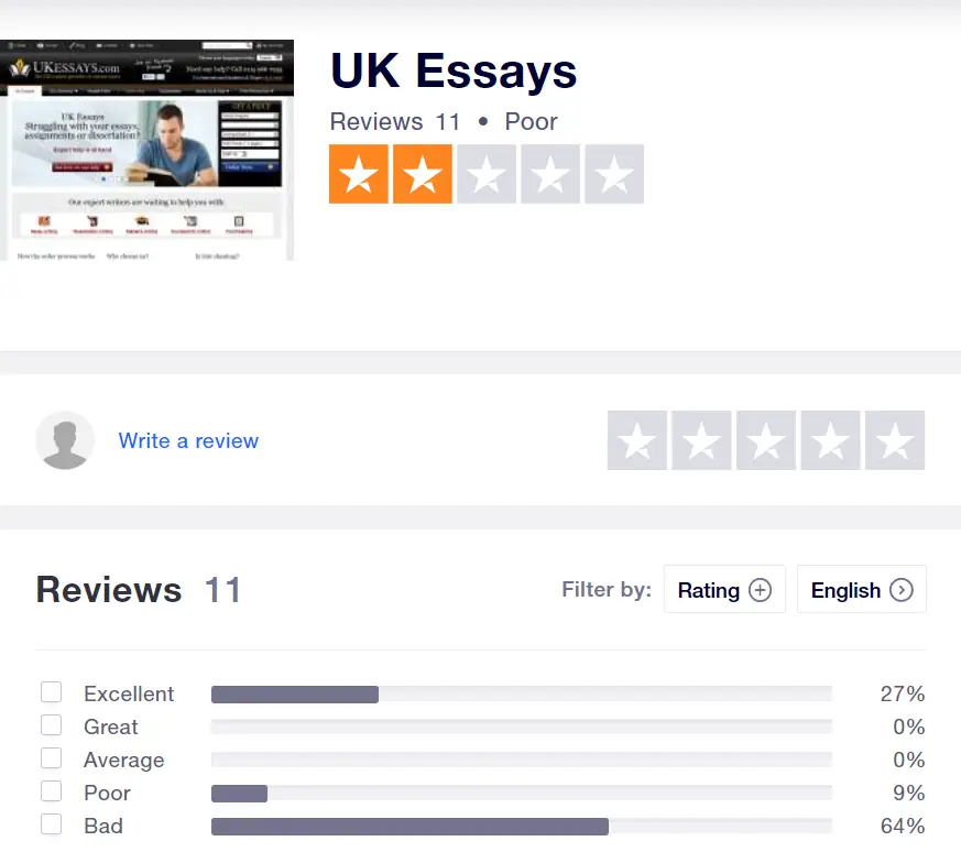 UKEssays Trustpilot reviews